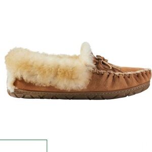LL bean wicked good moccasins sheepskin sherling leather size 11 women’s  brown